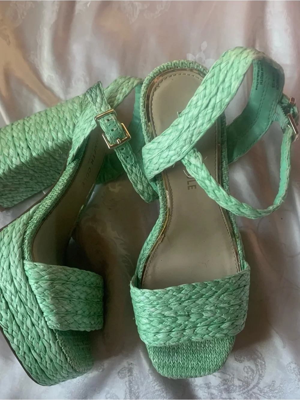 Kenneth Cole Mint Green Woven Platform Sandals